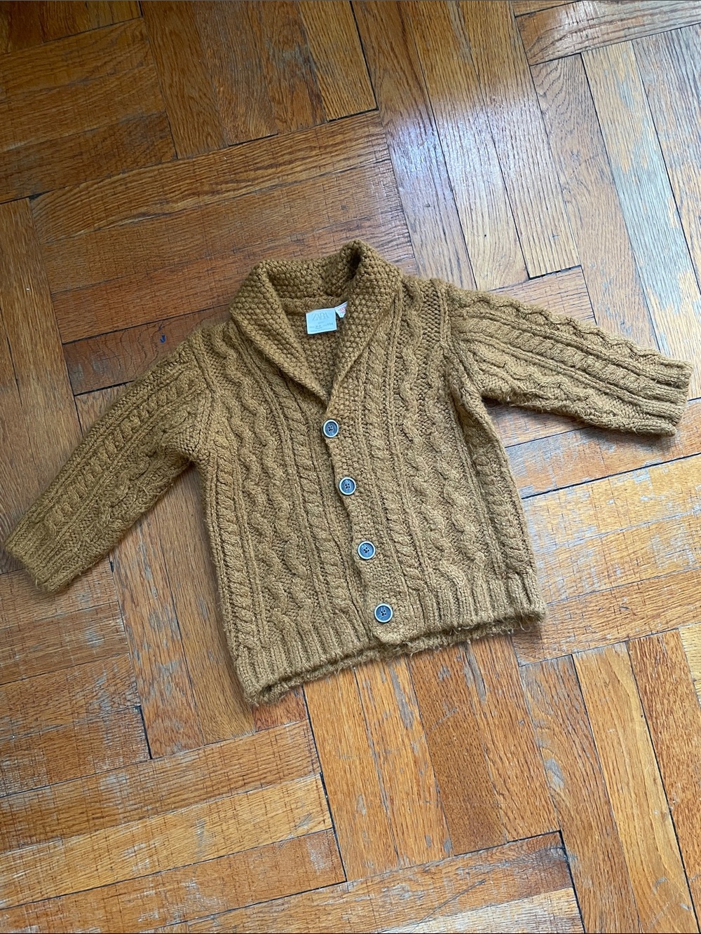 zara kids unisex cable knit cardigan sweater, size 3-4y